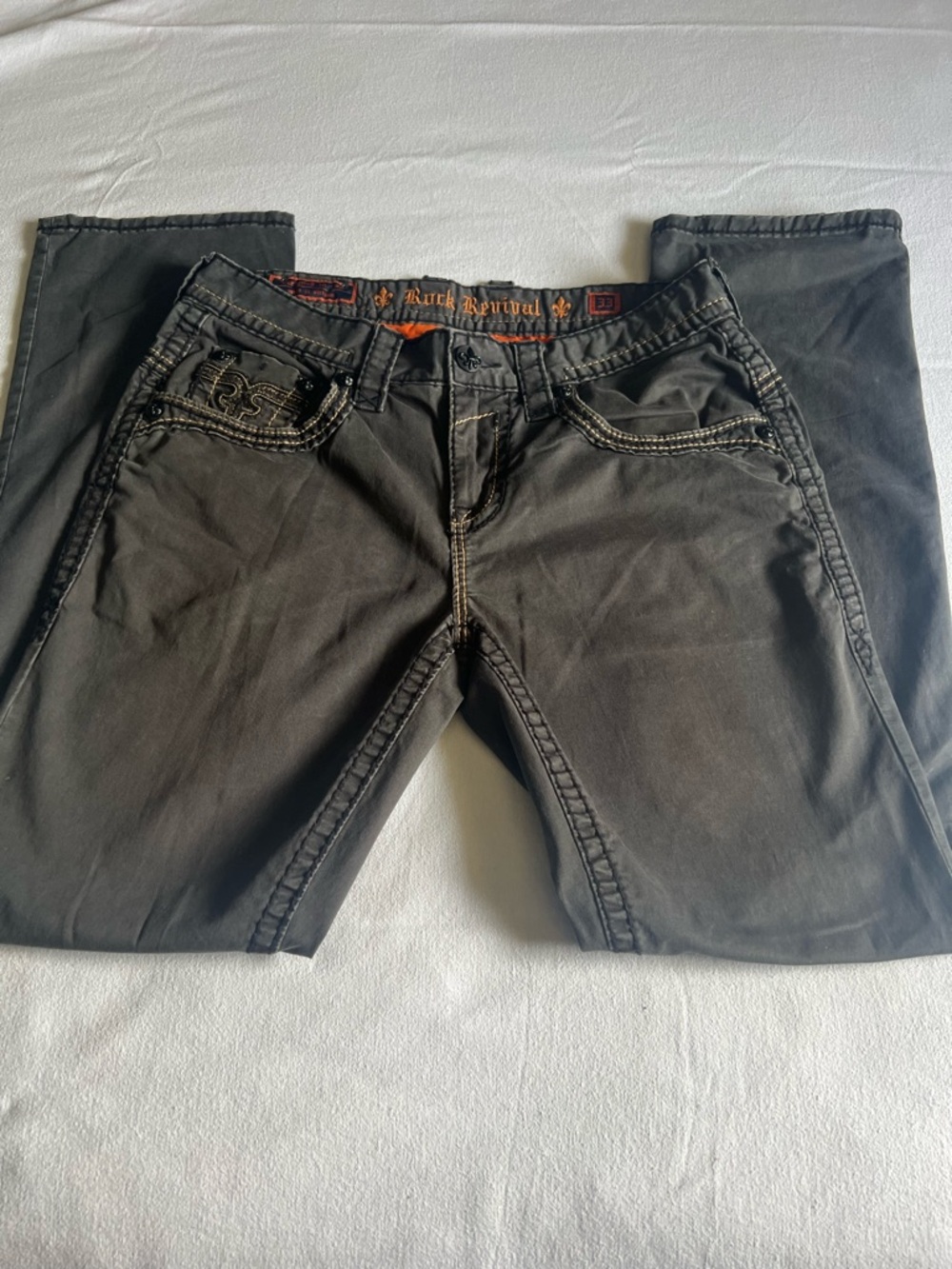 Rock Revival Men's Black Slim Straight Jeans with Contrast Stitching